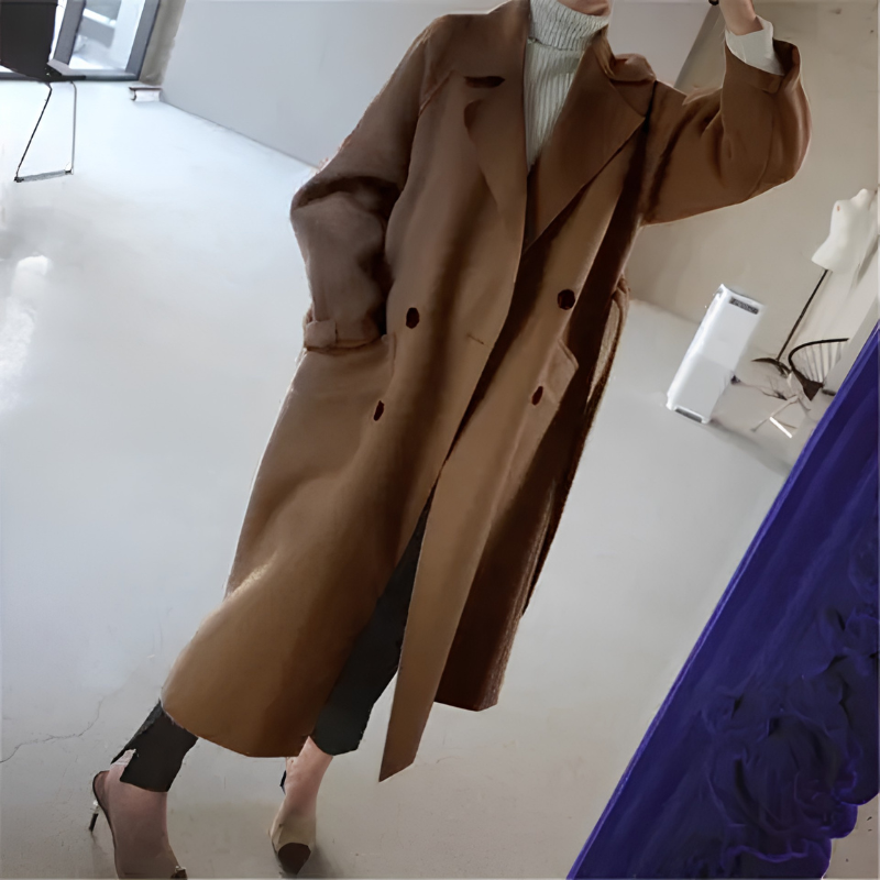 Chic Women's Long Sleeve Button-Front Overcoat