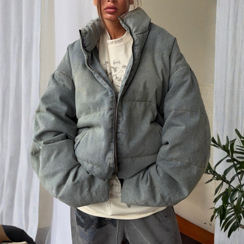 Ava – Long Sleeve Coat with Zipper Closure