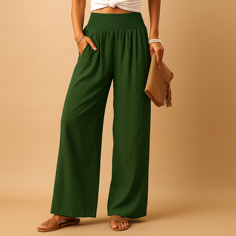 Elastic Waist Wide Leg Trousers for Women