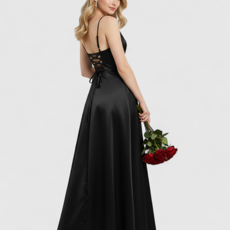 Julie – Lange Mouwloze Maxi Jurk met V-Hals en Hoge Tailleceintuur voor Dames Velani