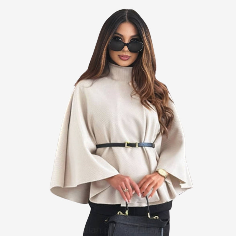 Selina – Long Sleeve Jacket with Button Closure and Adjustable Belt