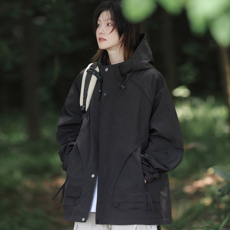 Penny – Long Sleeve Coat with Zipper Pocket and Hoodie