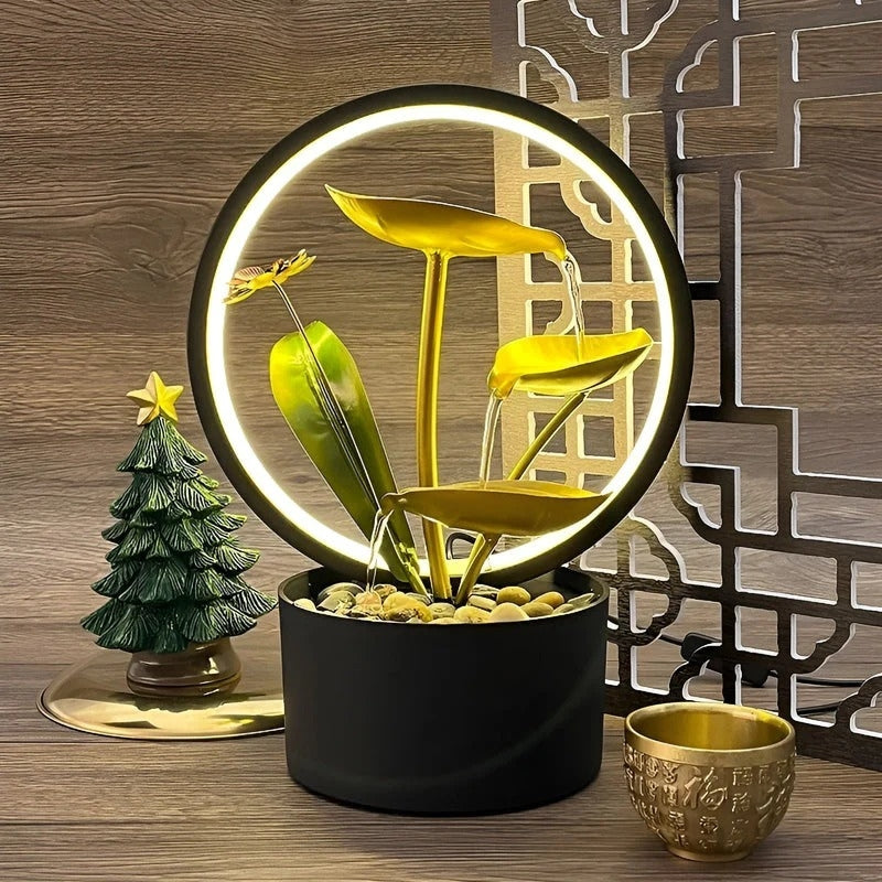 AquaLume – Tafellamp met stromende waterfontein voor woondecoratie Velani