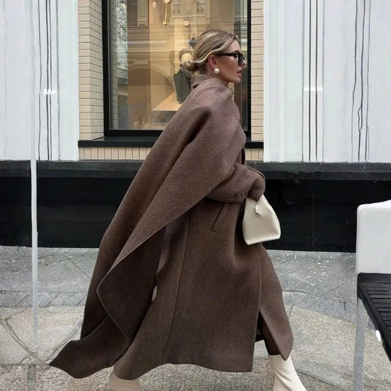 Isabella – Long Sleeve Coat with Pocket and Button Closure