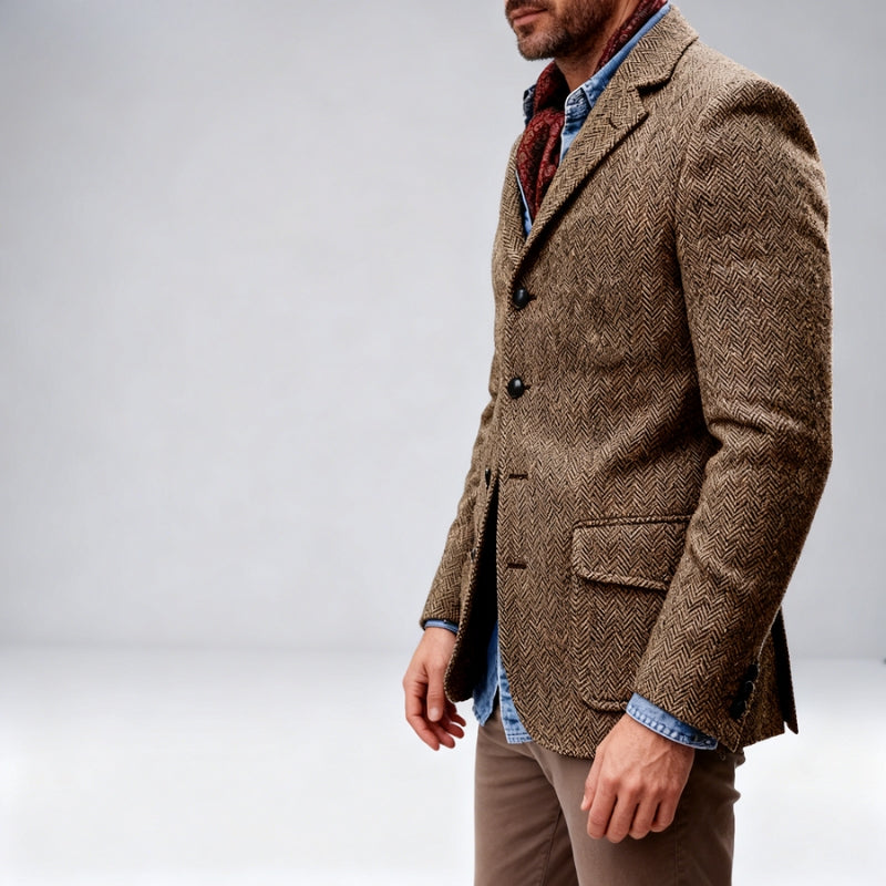 Ben – Long Sleeve Jacket with Down Collar and Front Pocket