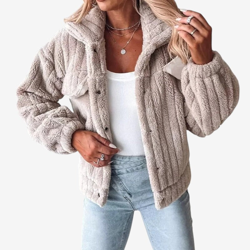 Sophia – Chaqueta de manga larga con cuello vuelto y cierre de botones