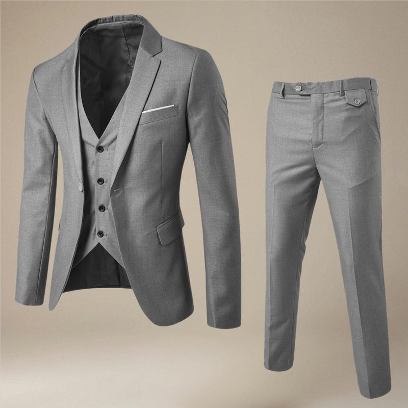 Louis – 3-Piece Long-Sleeve Suit with Blazer Vest and Slim Fit Trousers