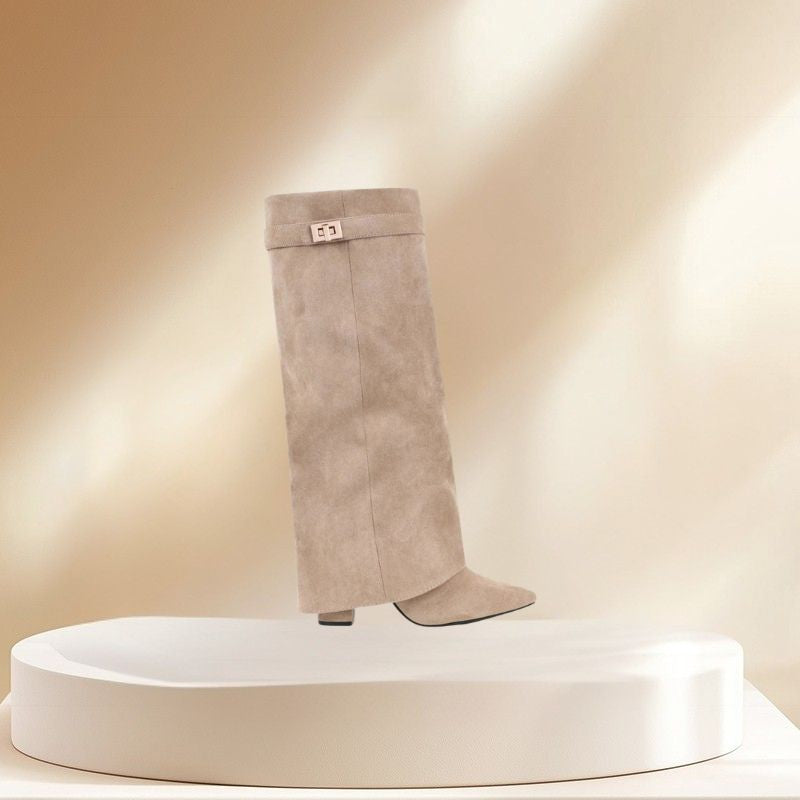 Knee-High Boots with Square Heel