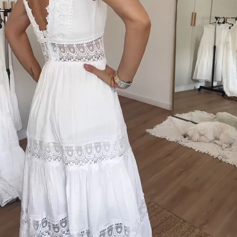 Women’s Midi Dress Sleeveless V Neck