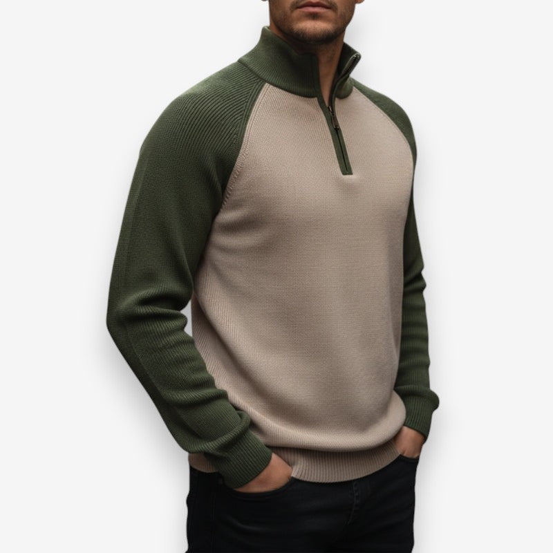 Victor – Long Sleeve Sweater with Stand Collar Design