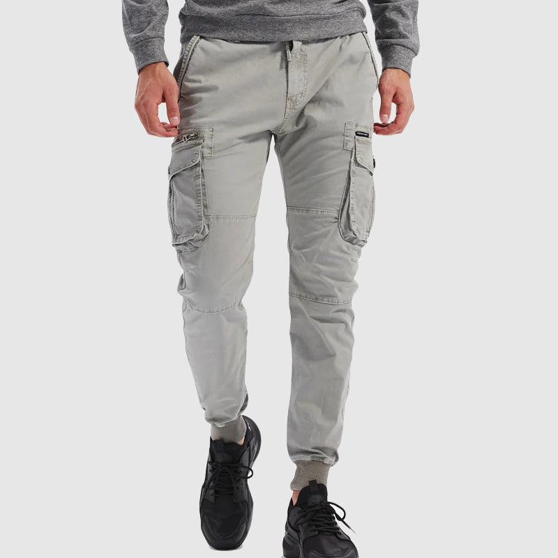 Men's Slim Fit Trousers with Drawstring Waist