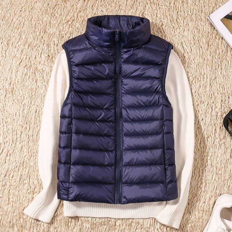 Women Sleeveless Vest With Zip Front