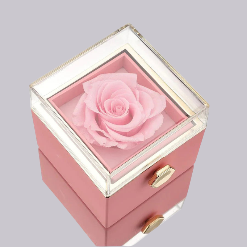 Rose Box with Heart Pendant Necklace