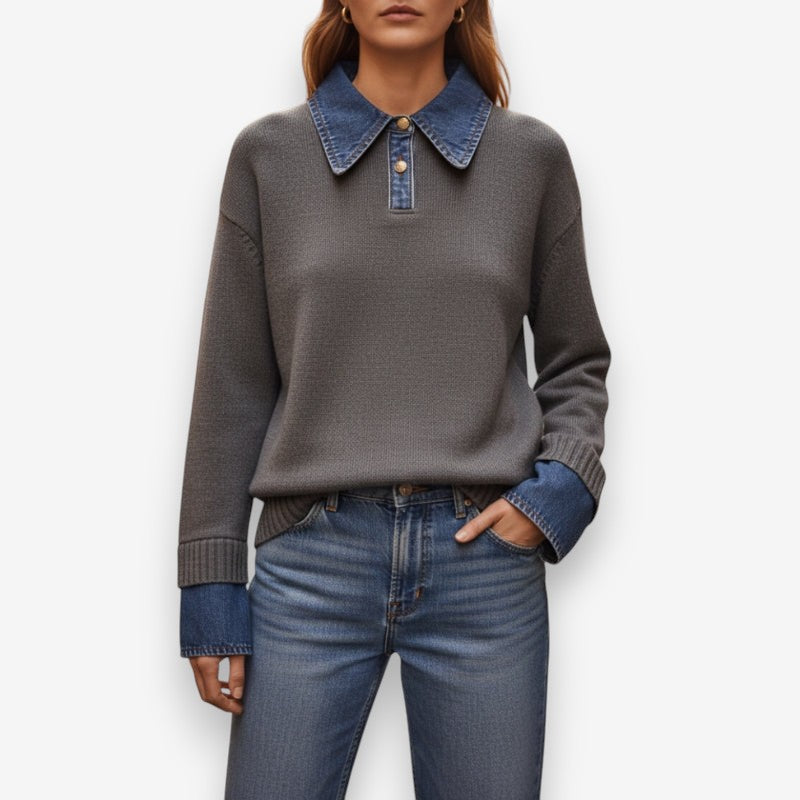 Clara – Long Sleeve Sweater with Button Closure