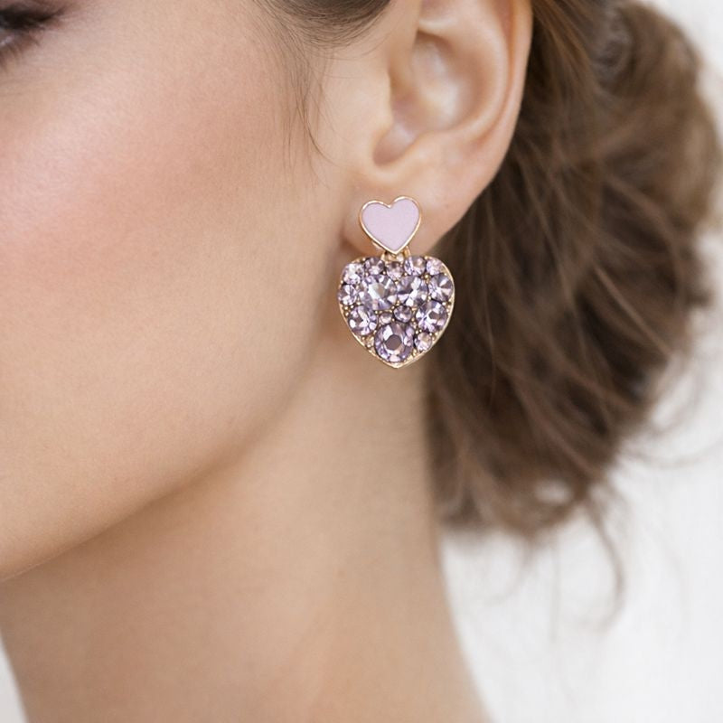 Jessica – Fashionable Heart Shaped Earrings With Diamond Design