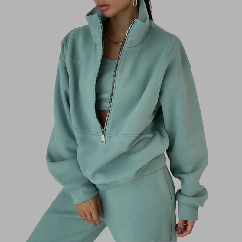 Women’s Zip Up Hoodie Trousers Set Oversized Fit