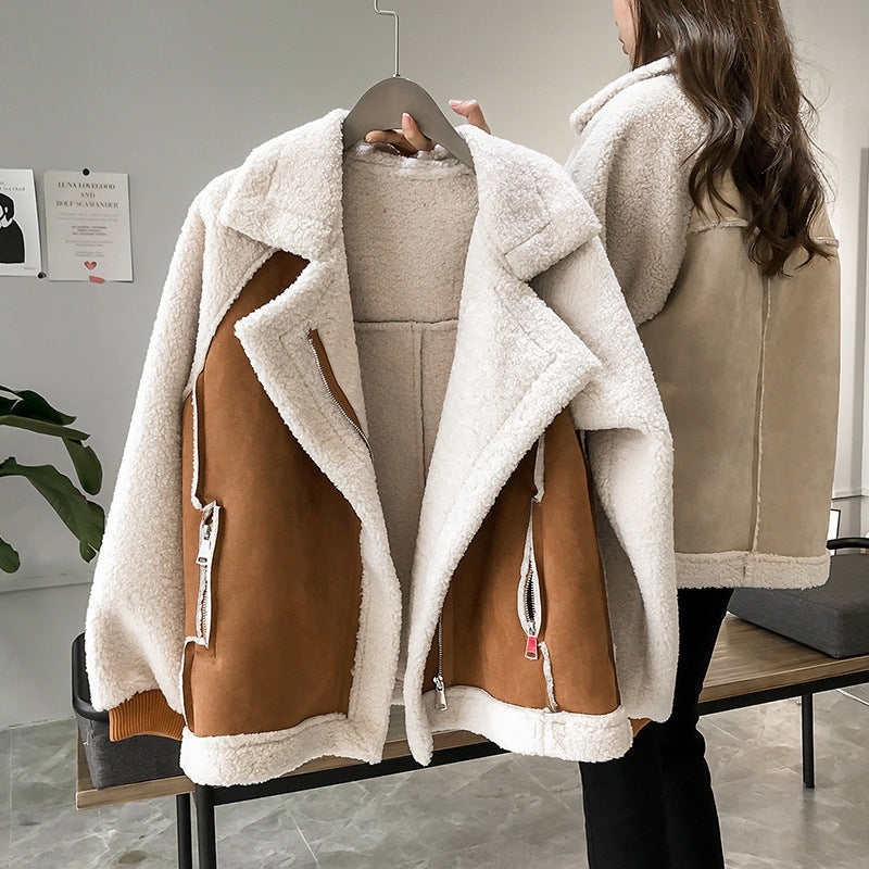 Women’s Oversized Long Zip Coat with Side Pockets
