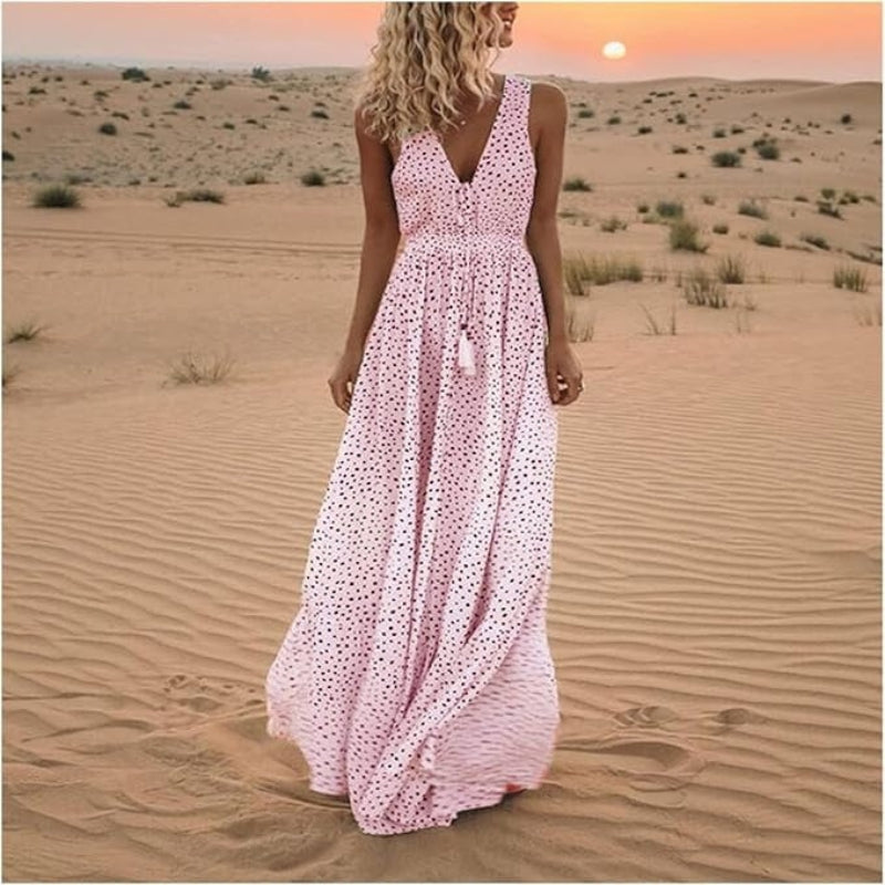 Women’s Maxi Dress Sleeveless V Neck