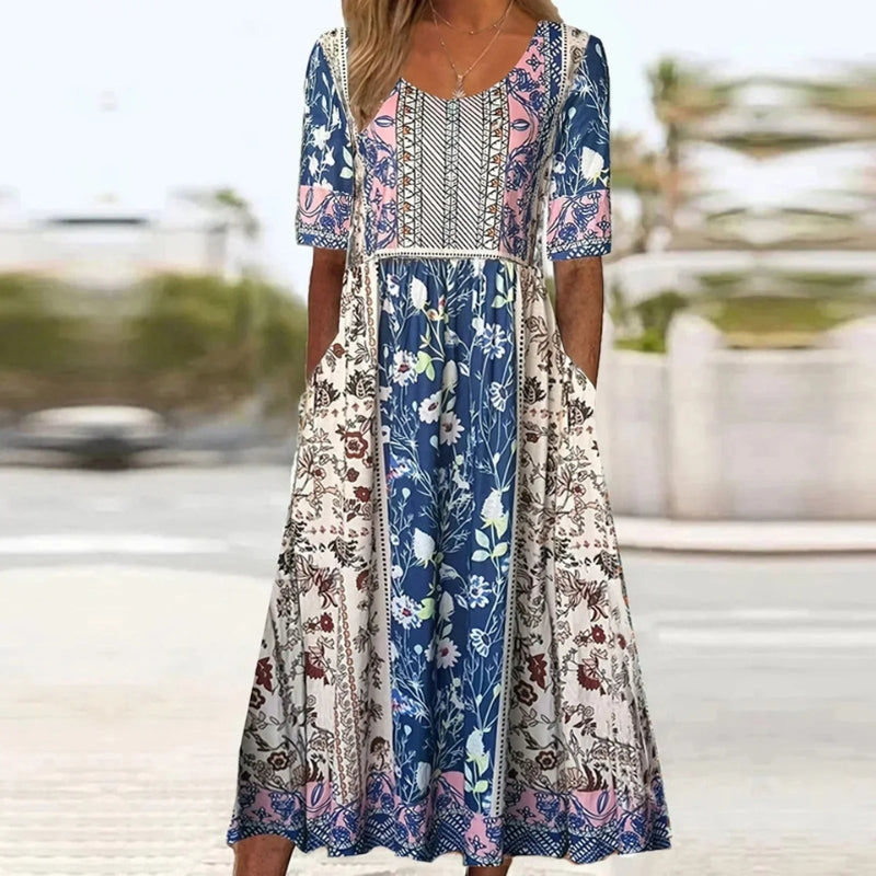 Women’s Midi Dress Short Sleeve Square Neck