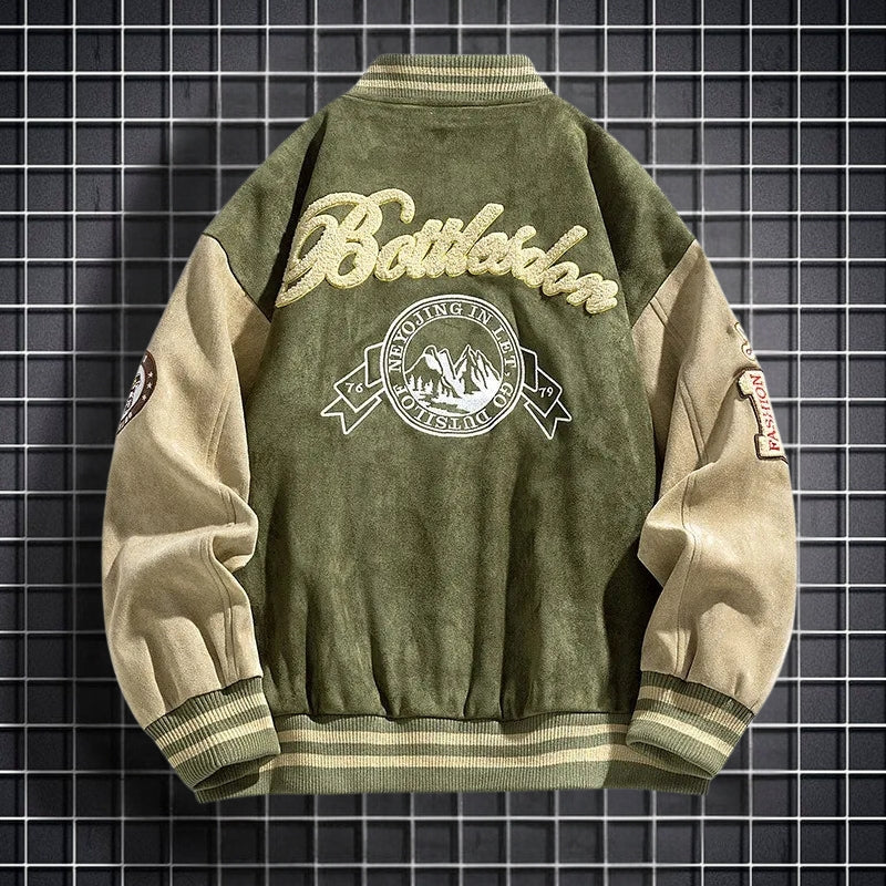 Men's Bomber Jacket with Button Front Closure