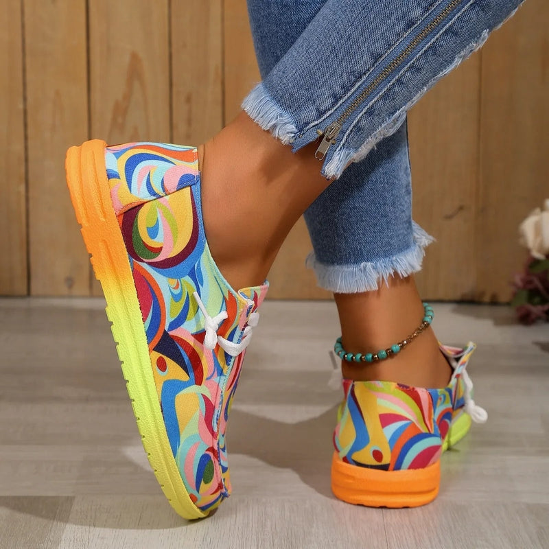 Emma – Printed sneakers with flat sole and round-toe
