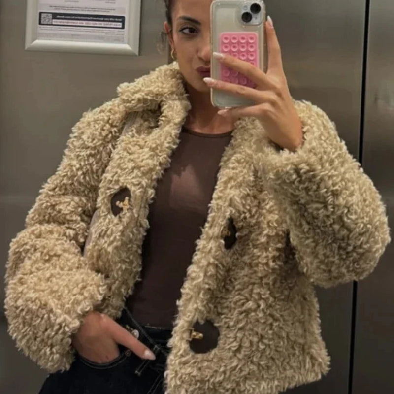 Victoria – Long Sleeve Coat with Lapel Collar