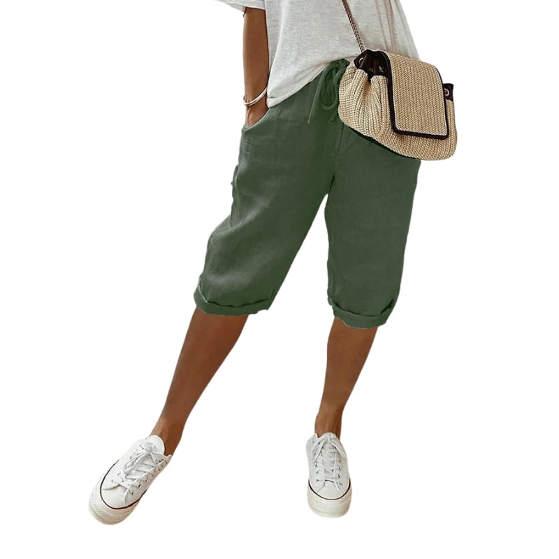 Rachel – Knielange shorts met trekkoord en zakken Velani