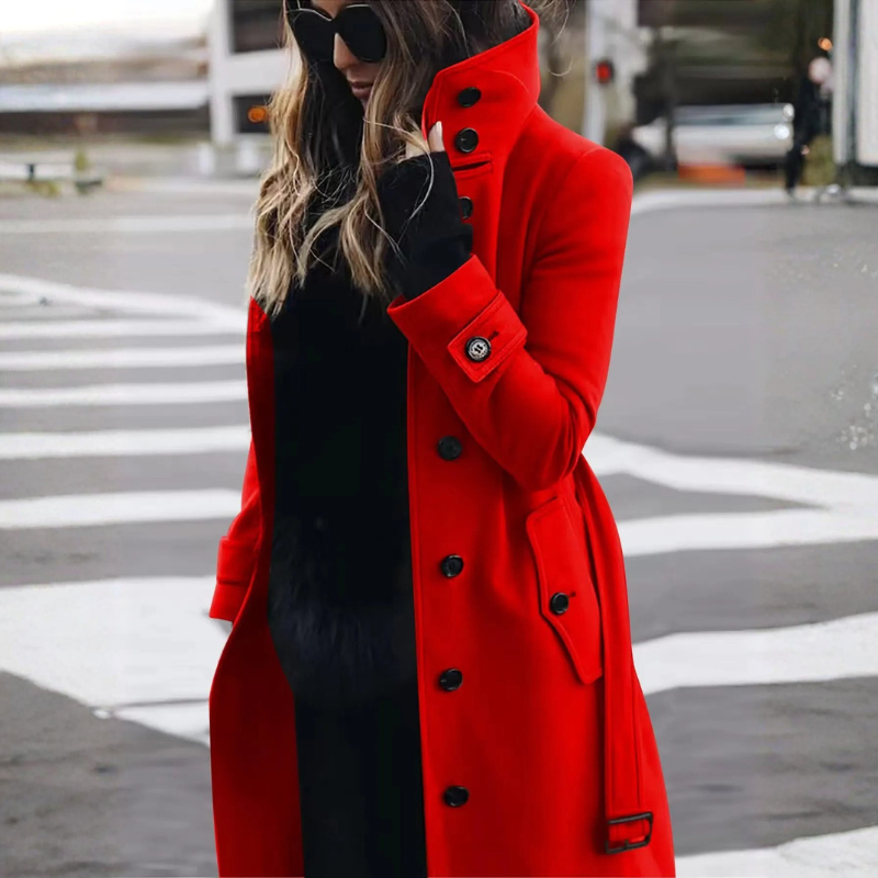 Jennifer – Trenchcoat met Lange MouwenTailleceintuur en Knopensluiting Velani