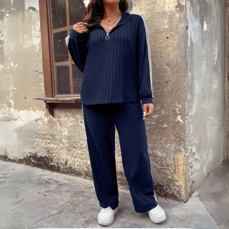 Julira – Half-zip trui-set met wijde broek Velani