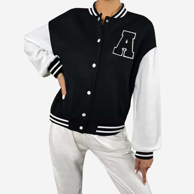 Liana – Long Sleeve Jacket with Ribbed Hem and Button Closure Design