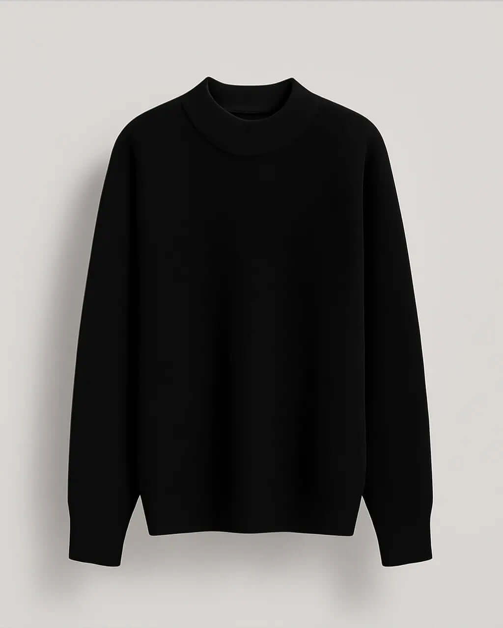 Gebreide Wolmix Trui Met Ronde Hals en Lange Mouwen-Sweaters-Velani-Zwart-S-Velani