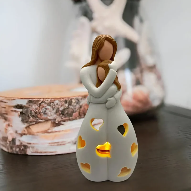 Mother and Daughter Candle Holder Statue