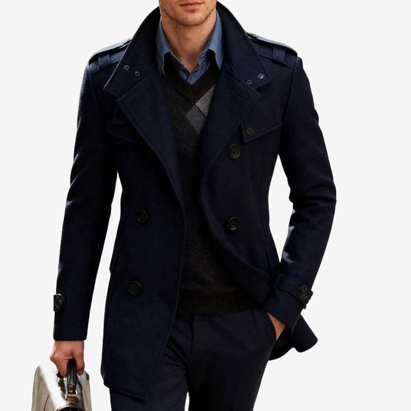 Felix – Long Sleeve Coat with Button Closure and Pocket