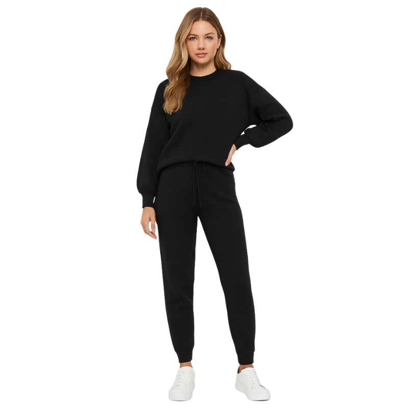 Elke – Tweedelige Set met Lange Mouwen Sweater en Broek met Trekkoord Velani