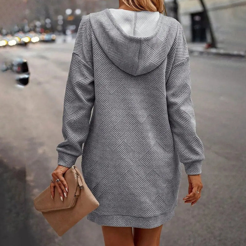 Ava – Long Sleeve Jacket with Hoodie and Button Detail