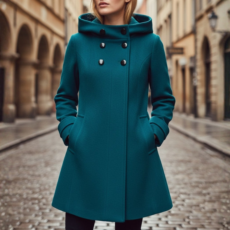 Clara – Long Sleeve Jacket with Button Detail and Hoodie