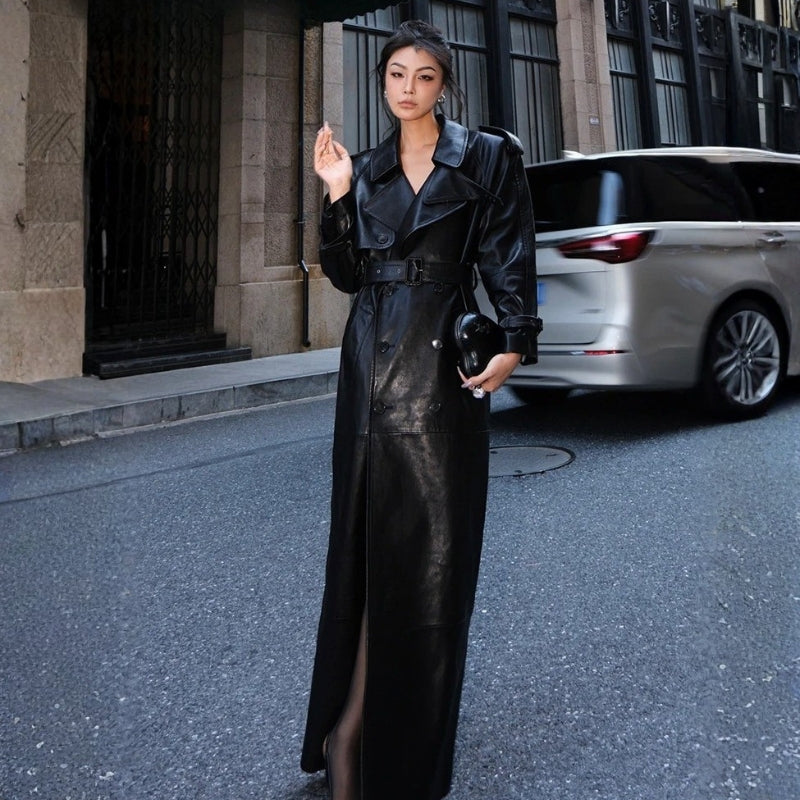 Olivia – Long Sleeve Coat With Down Collar And Adjustable Belt