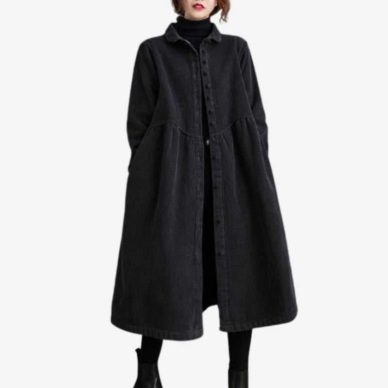 Evelyn – Long sleeve coat with turn down collar and button closure
