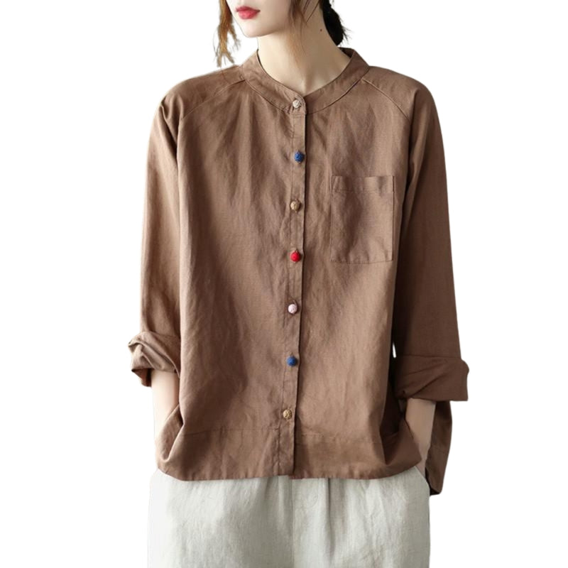 Linnea – Shirt met Lange Mouwen, Kraag en Knopen Velani