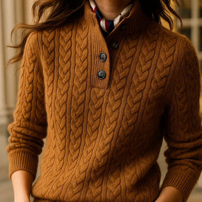 Linda – Trui met col kabelpatroon en lange mouwen Velani