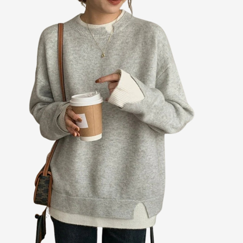 Mia – Long Sleeve Sweater with Ribbed Hem