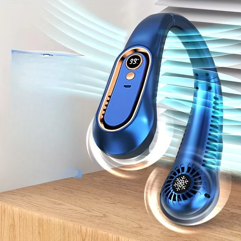 Wearable Neck Fan with Digital Display