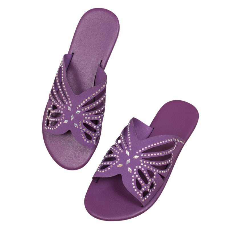 Marzia – Slippers met platte zool en vlinderdesign Velani