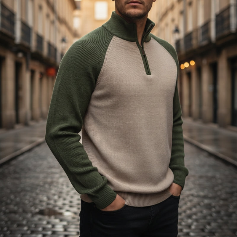 Victor – Long Sleeve Sweater with Stand Collar Design