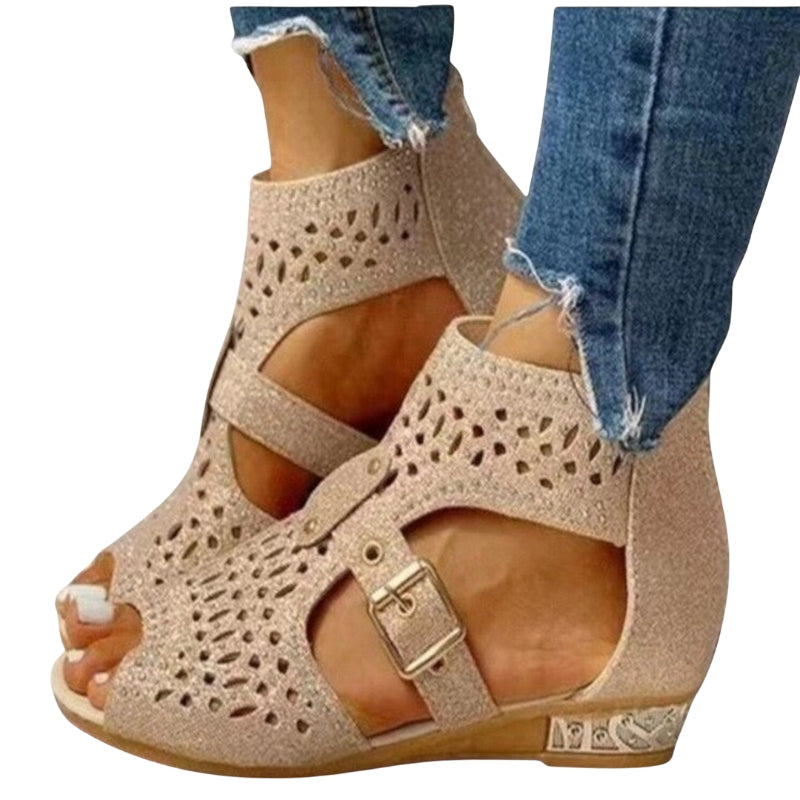 Emilia – Sandalen met Ritssluiting aan de Achterkant en Verstelbare Gespsluitingen Velani