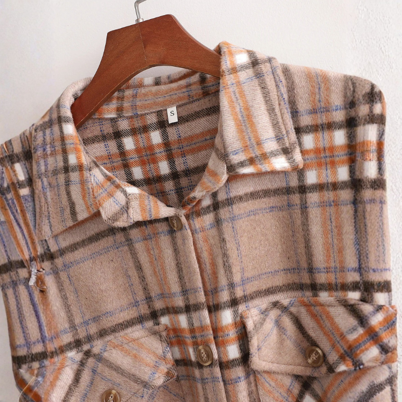 Chic Women's Plaid Overcoat with Belt