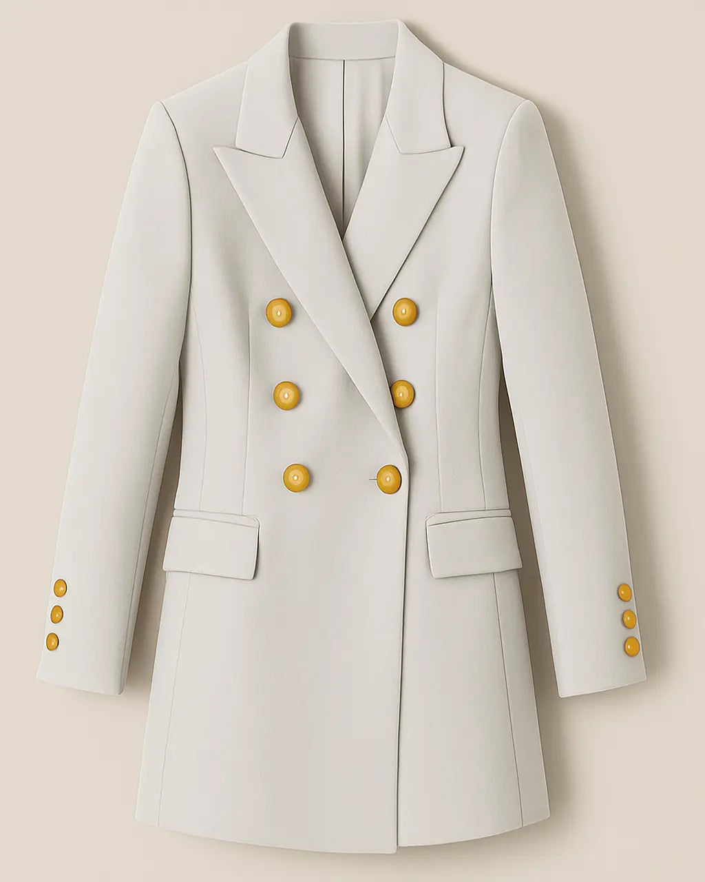 Polyester Blazer Met Lange Mouwen-Blazar-Velani-Beige-S-Velani