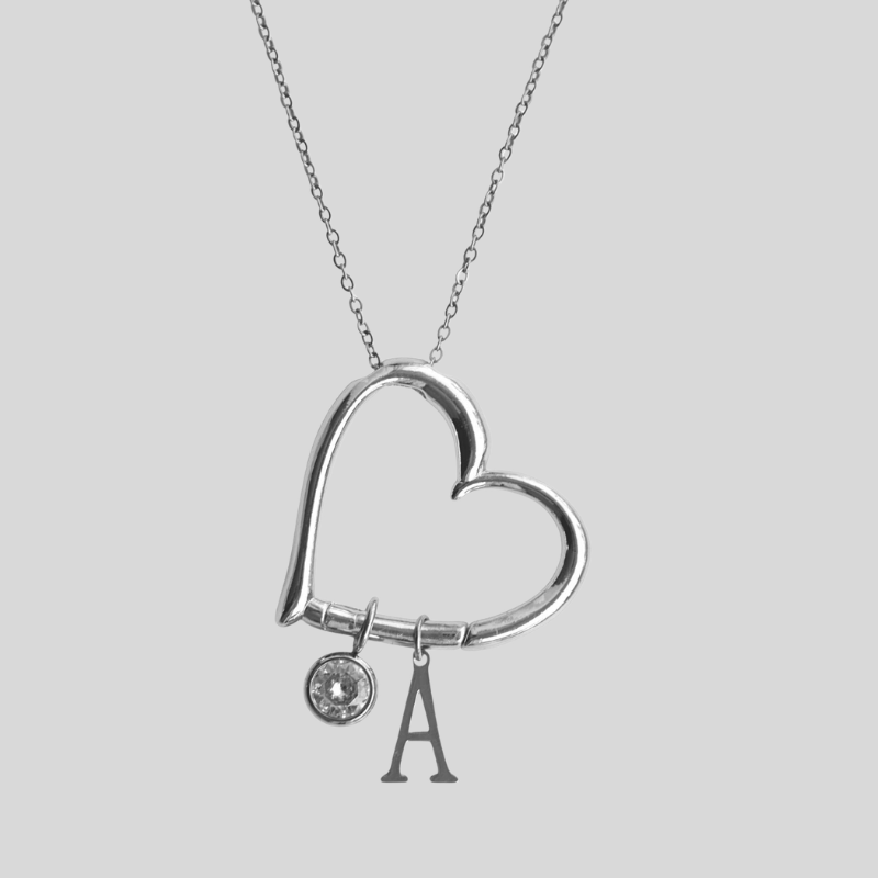Heart Pendant Necklace with Letter Design