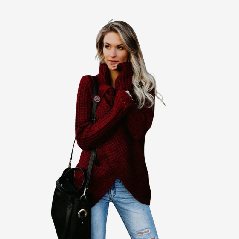 Sophia – Long Sleeve Sweater with Button Closure