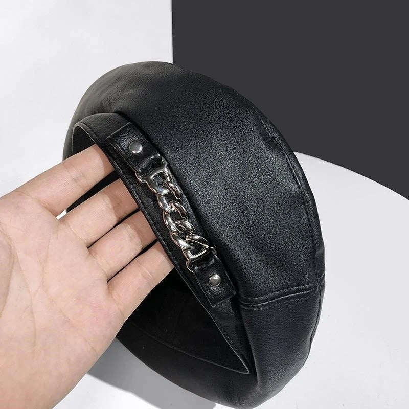 Chloe – Round Cap with Chain Buckle Design